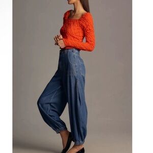 Anthropologie Pilcro high rise Jean joggers NWOT blue